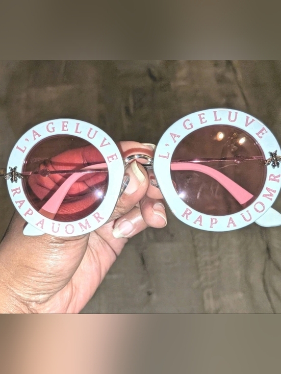 Women\'s High Quality Luxury Style Bold Round Statement White And Pink Sunglasses main image 11